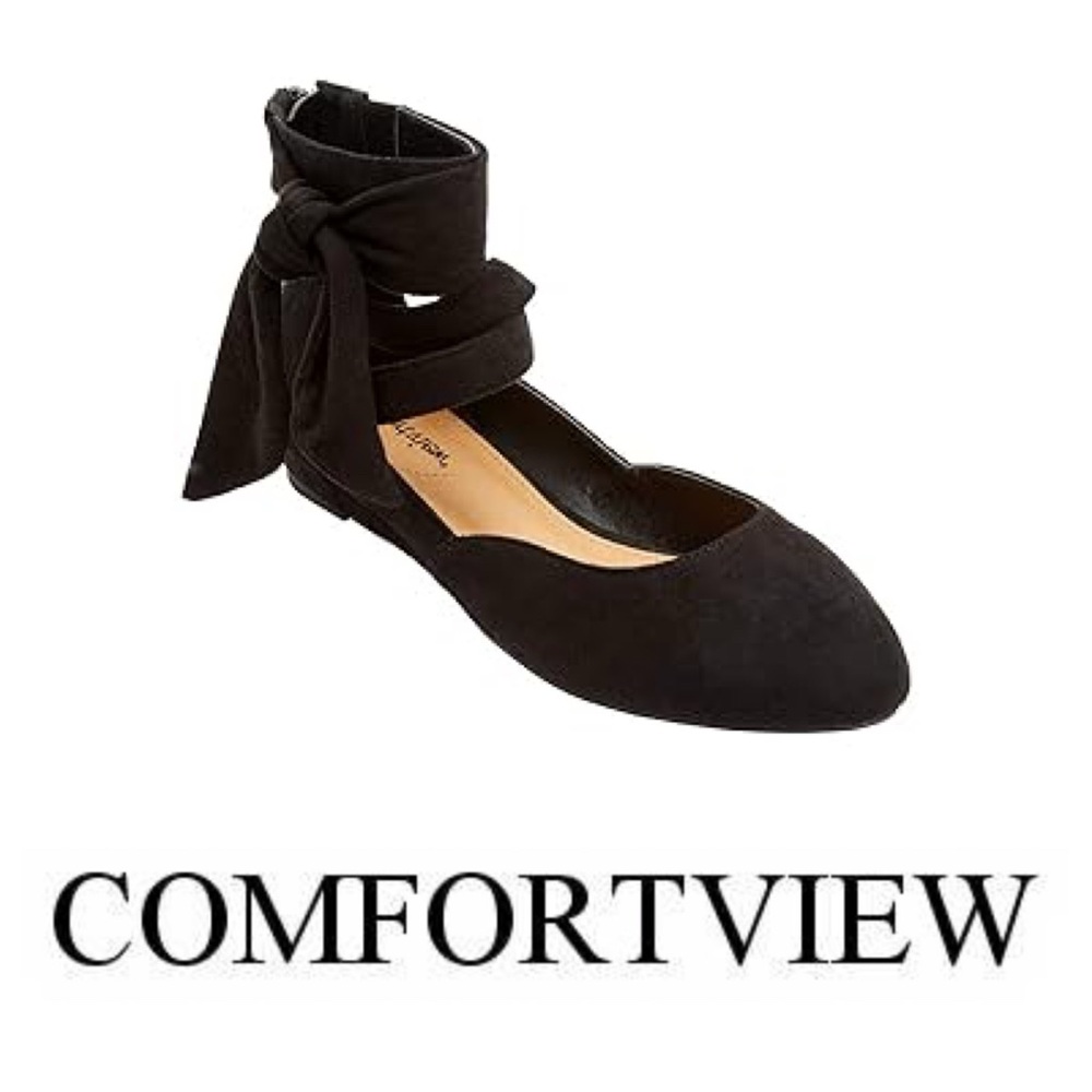 Comfortview Women's The Noreen Ballet Flats Strappy Shoes Size 9 M Black